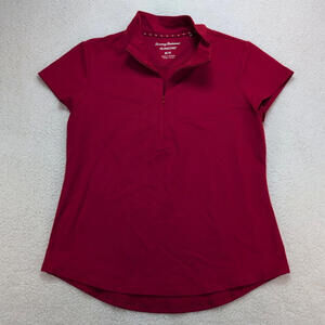 Tommy Bahama Women's Medium Red Polo IslandZone Stretch Zip Nylon Spandex Shirt